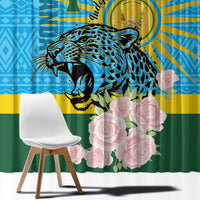 Rwanda Independence Day Window Curtain Leopard With Roses - Wonder Print Shop