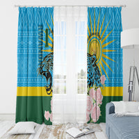 Rwanda Independence Day Window Curtain Leopard With Roses - Wonder Print Shop