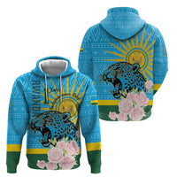 Rwanda Independence Day Zip Hoodie Leopard With Roses - Wonder Print Shop