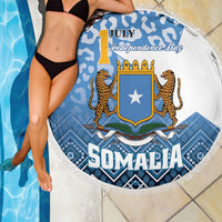Somalia Independence Day 2024 Beach Blanket Somali Star Leopard Mix African Pattern - Wonder Print Shop