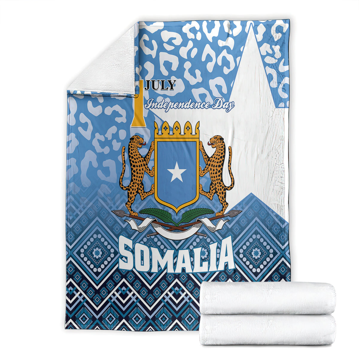 Somalia Independence Day 2024 Blanket Somali Star Leopard Mix African Pattern