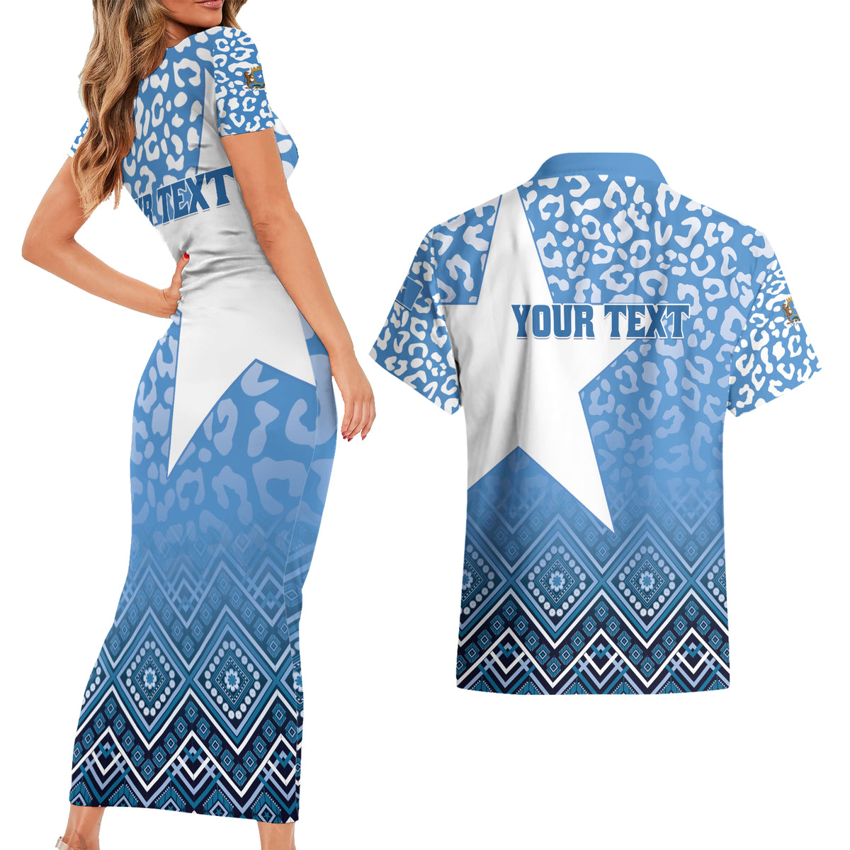 Personalized Somalia Independence Day 2024 Couples Matching Short Sleeve Bodycon Dress and Hawaiian Shirt Somali Star Leopard Mix African Pattern - Wonder Print Shop