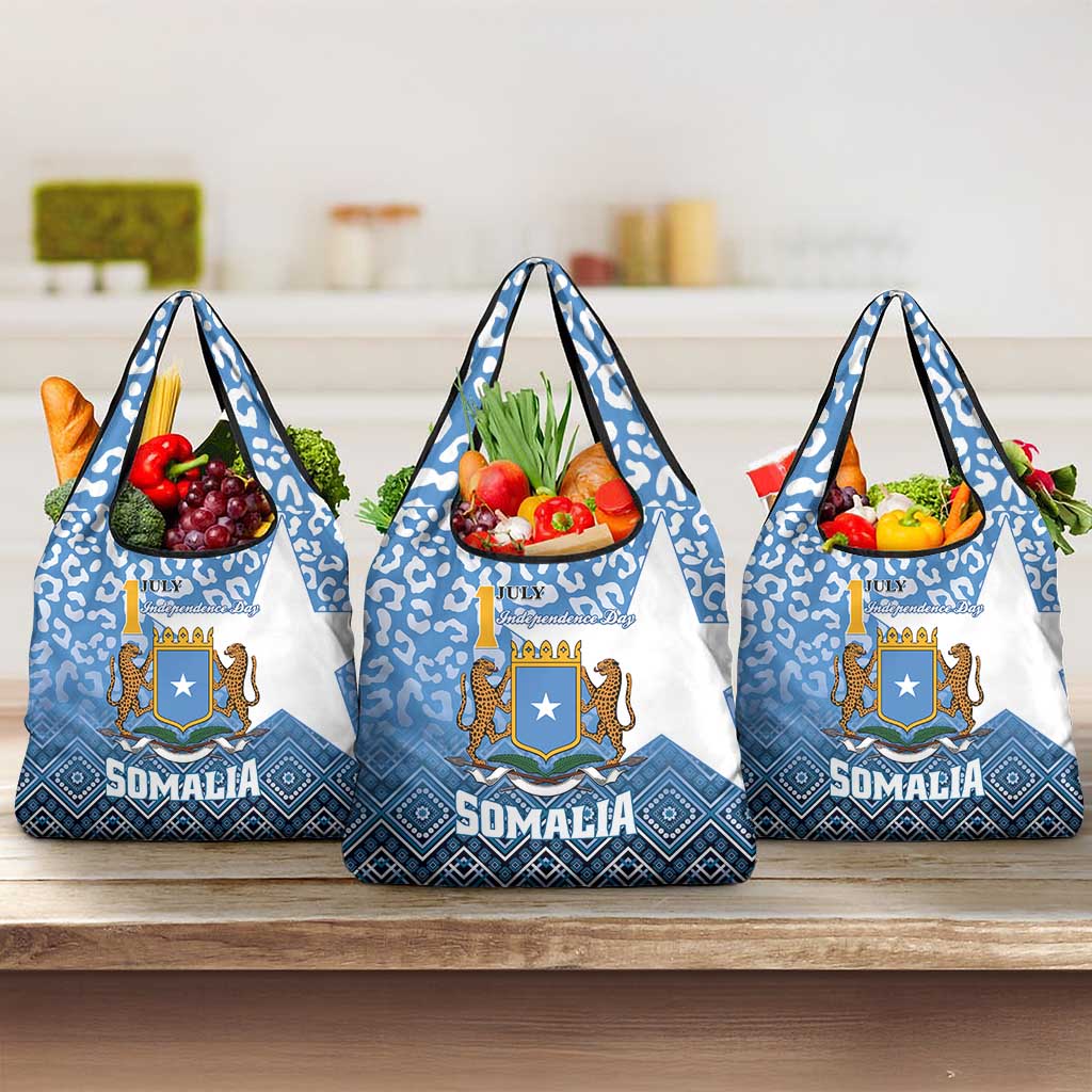 Somalia Independence Day 2024 Grocery Bag Somali Star Leopard Mix African Pattern