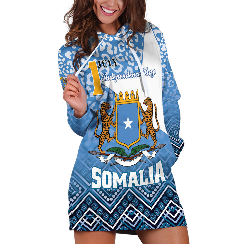 Personalized Somalia Independence Day 2024 Hoodie Dress Somali Star Leopard Mix African Pattern