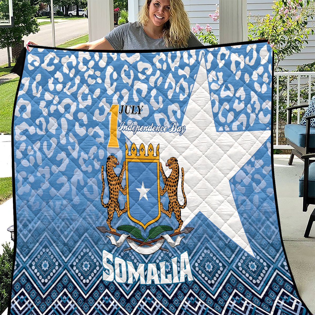 Somalia Independence Day 2024 Quilt Somali Star Leopard Mix African Pattern - Wonder Print Shop