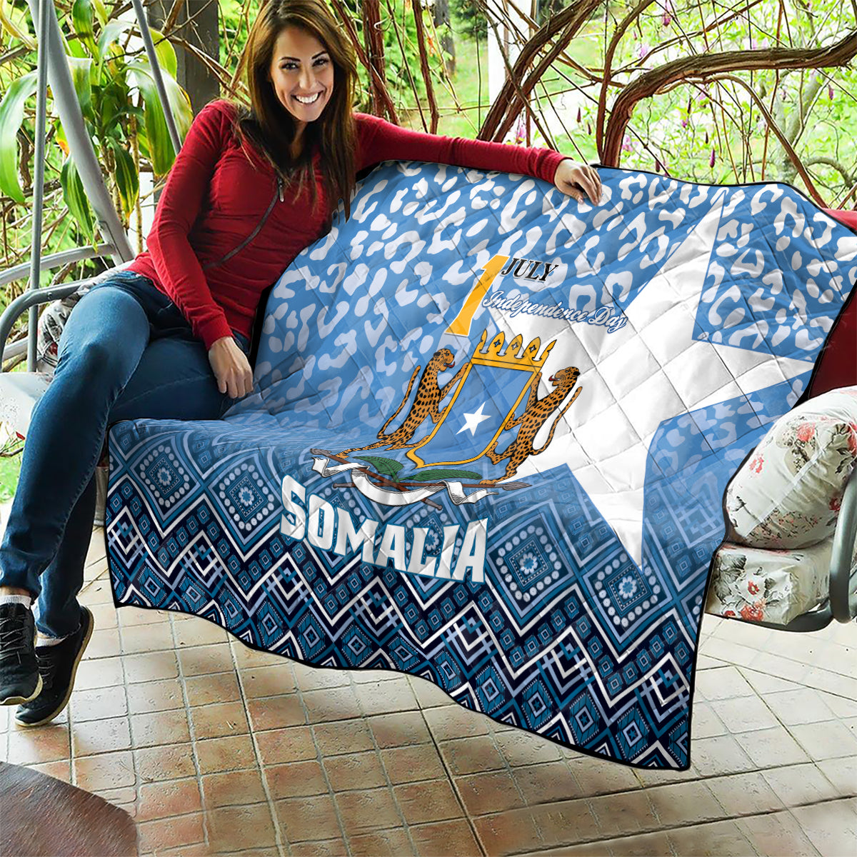 Somalia Independence Day 2024 Quilt Somali Star Leopard Mix African Pattern - Wonder Print Shop