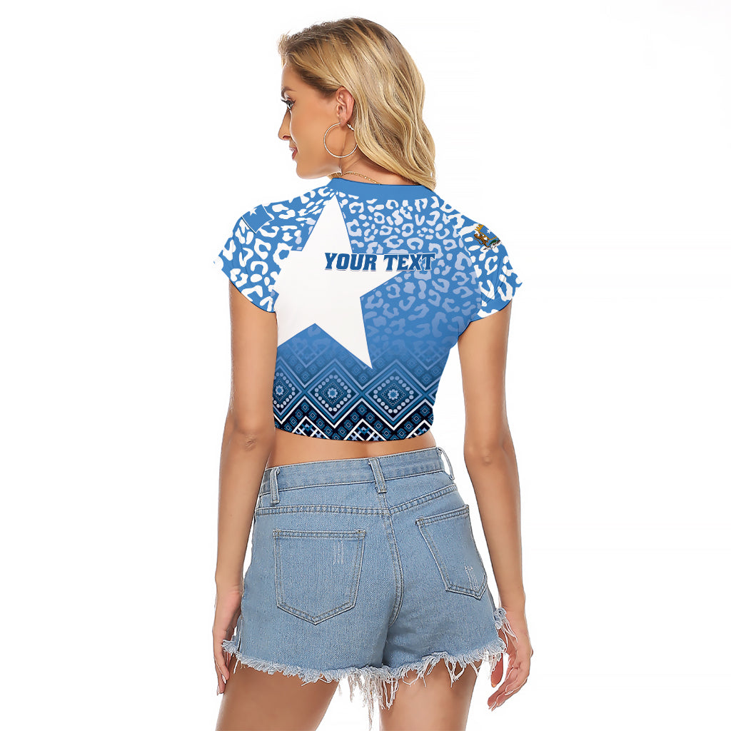 Personalized Somalia Independence Day 2024 Raglan Cropped T Shirt Somali Star Leopard Mix African Pattern - Wonder Print Shop