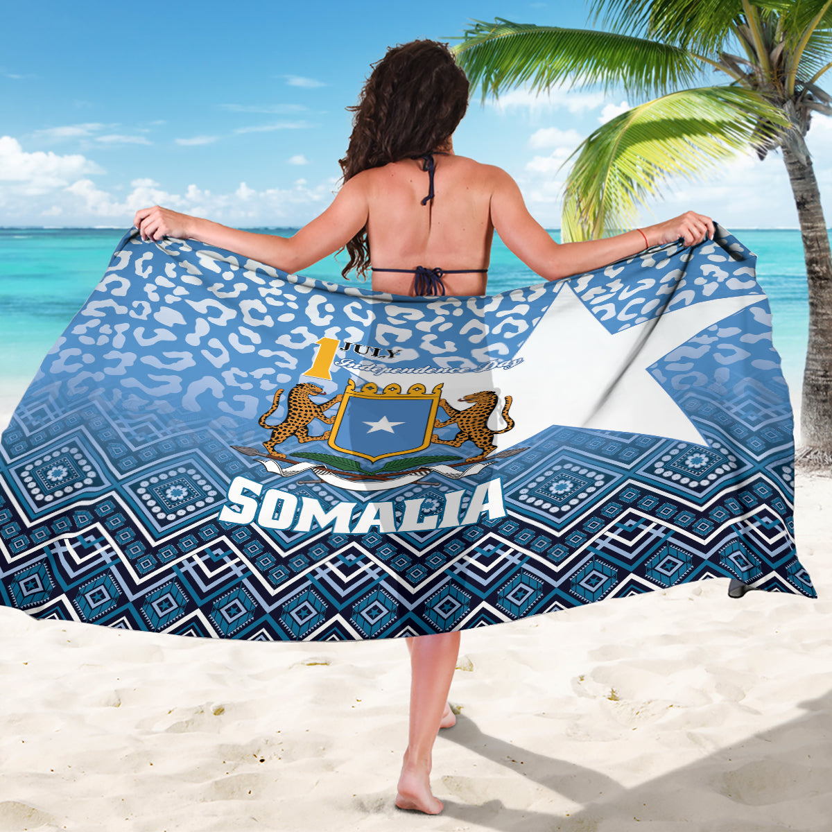 Somalia Independence Day 2024 Sarong Somali Star Leopard Mix African Pattern - Wonder Print Shop