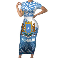 Personalized Somalia Independence Day 2024 Short Sleeve Bodycon Dress Somali Star Leopard Mix African Pattern - Wonder Print Shop