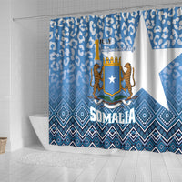 Somalia Independence Day 2024 Shower Curtain Somali Star Leopard Mix African Pattern