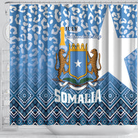 Somalia Independence Day 2024 Shower Curtain Somali Star Leopard Mix African Pattern