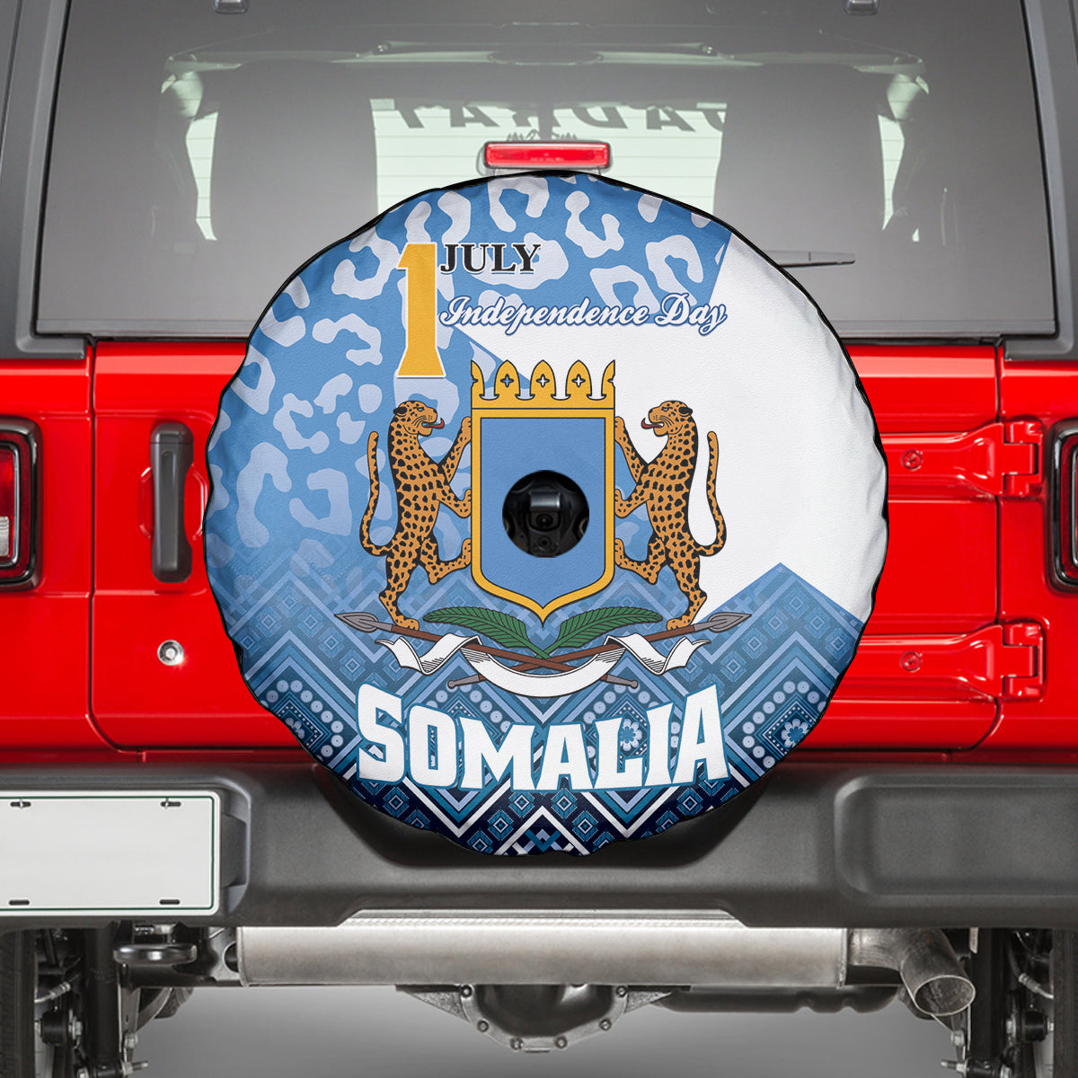 Somalia Independence Day 2024 Spare Tire Cover Somali Star Leopard Mix African Pattern - Wonder Print Shop