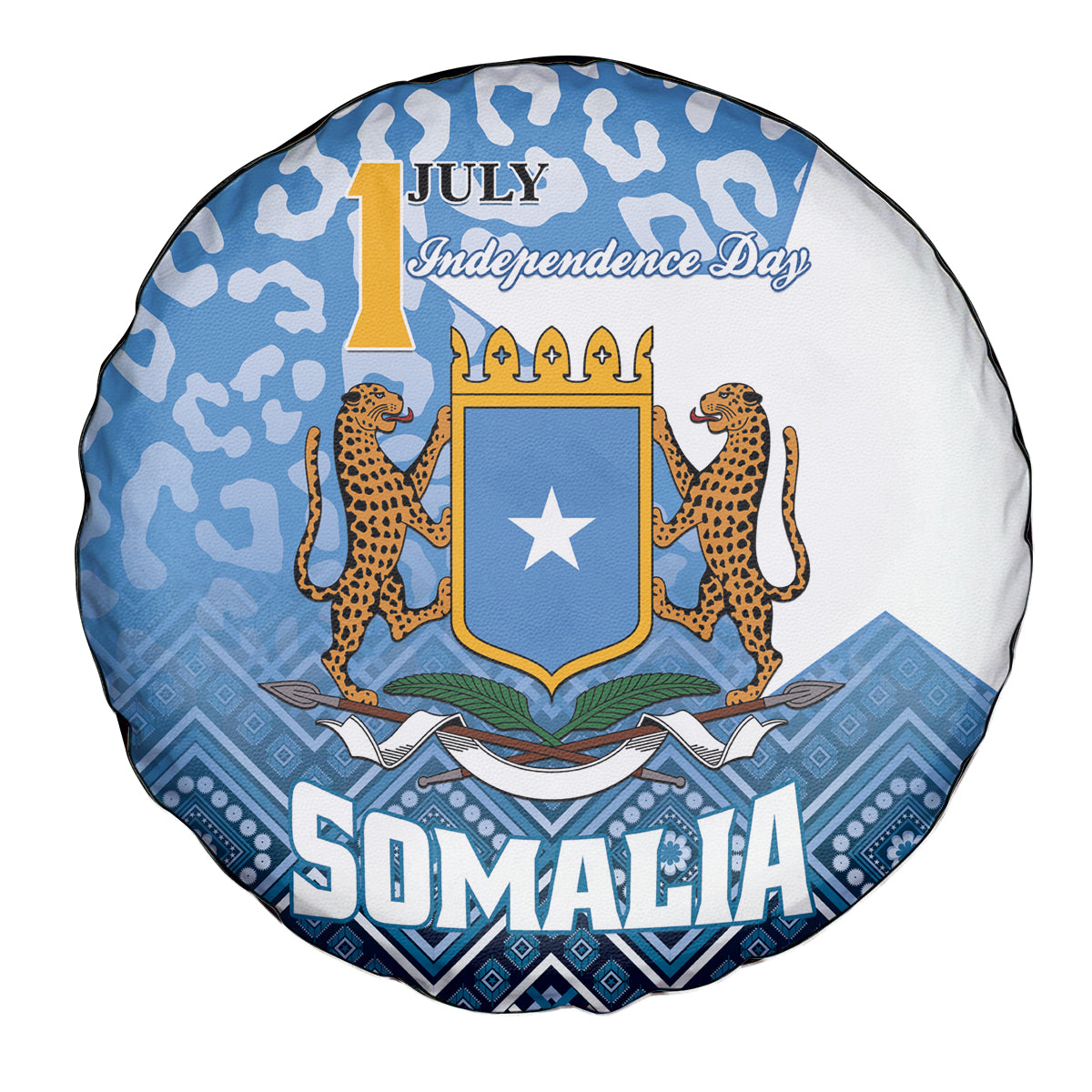 Somalia Independence Day 2024 Spare Tire Cover Somali Star Leopard Mix African Pattern - Wonder Print Shop