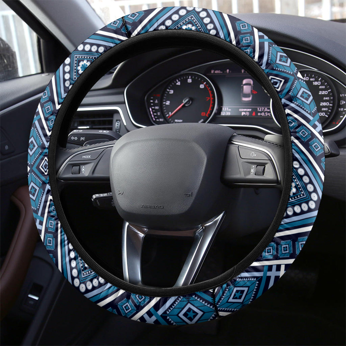 Somalia Independence Day 2024 Steering Wheel Cover Somali Star Leopard Mix African Pattern - Wonder Print Shop