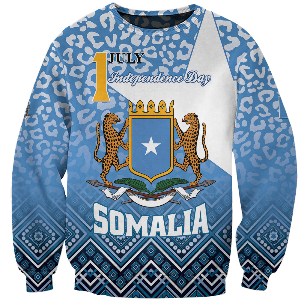 Personalized Somalia Independence Day 2024 Sweatshirt Somali Star Leopard Mix African Pattern - Wonder Print Shop