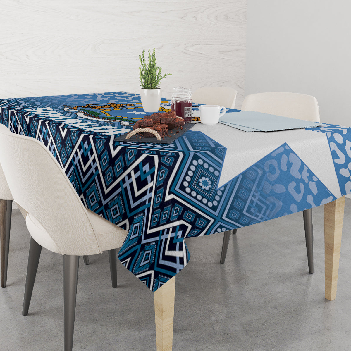 Somalia Independence Day 2024 Tablecloth Somali Star Leopard Mix African Pattern - Wonder Print Shop
