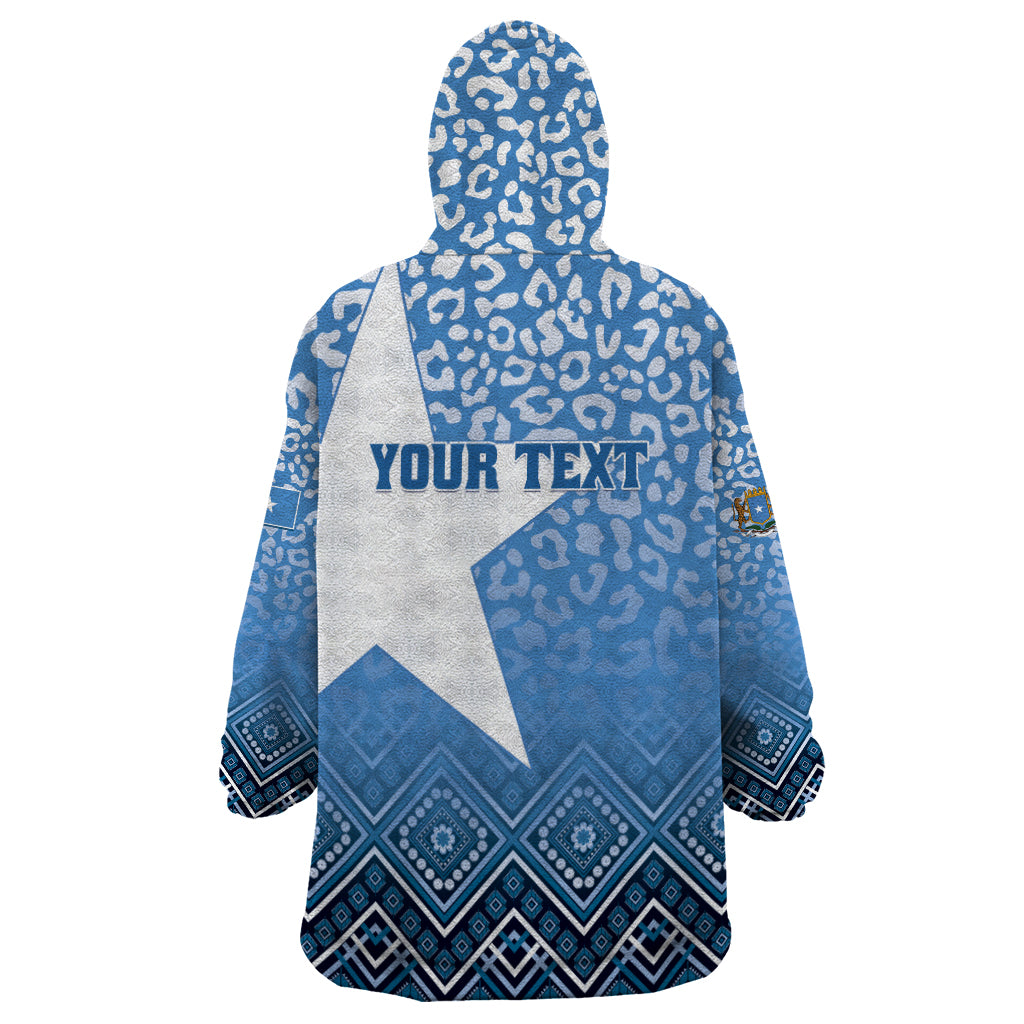 Personalized Somalia Independence Day 2024 Wearable Blanket Hoodie Somali Star Leopard Mix African Pattern - Wonder Print Shop