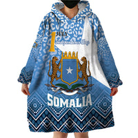 Personalized Somalia Independence Day 2024 Wearable Blanket Hoodie Somali Star Leopard Mix African Pattern - Wonder Print Shop
