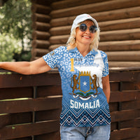 Personalized Somalia Independence Day 2024 Women Polo Shirt Somali Star Leopard Mix African Pattern - Wonder Print Shop