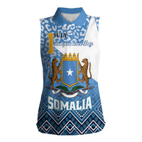 Personalized Somalia Independence Day 2024 Women Sleeveless Polo Shirt Somali Star Leopard Mix African Pattern - Wonder Print Shop
