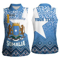 Personalized Somalia Independence Day 2024 Women Sleeveless Polo Shirt Somali Star Leopard Mix African Pattern - Wonder Print Shop