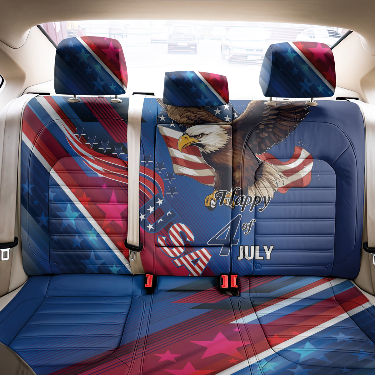 USA Independence Day 2024 Back Car Seat Cover United States Eagle - Wonder Print Shop