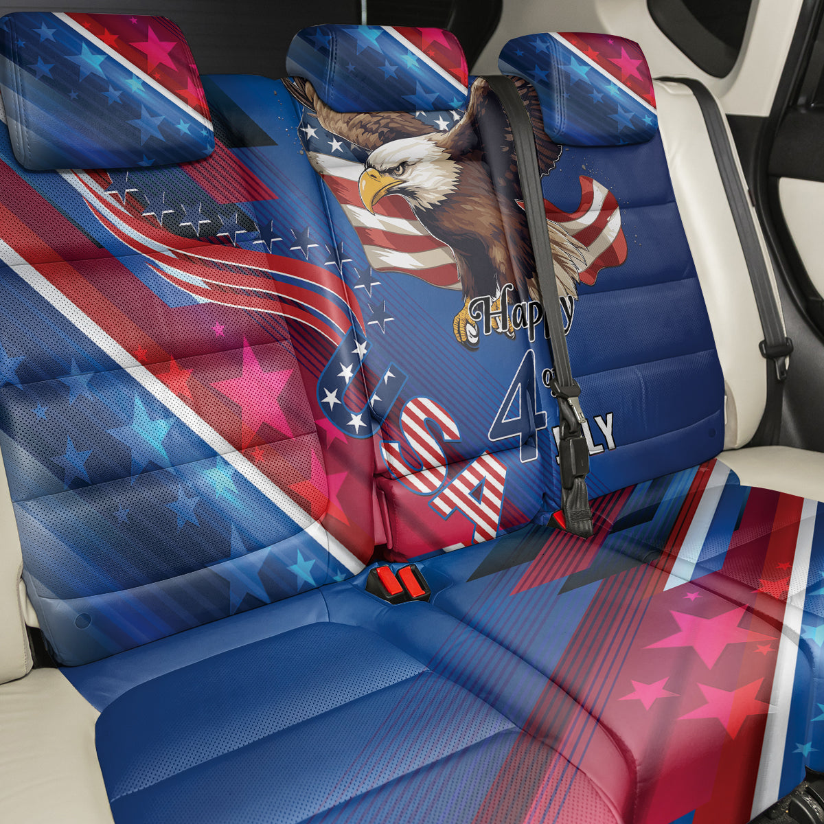 USA Independence Day 2024 Back Car Seat Cover United States Eagle - Wonder Print Shop