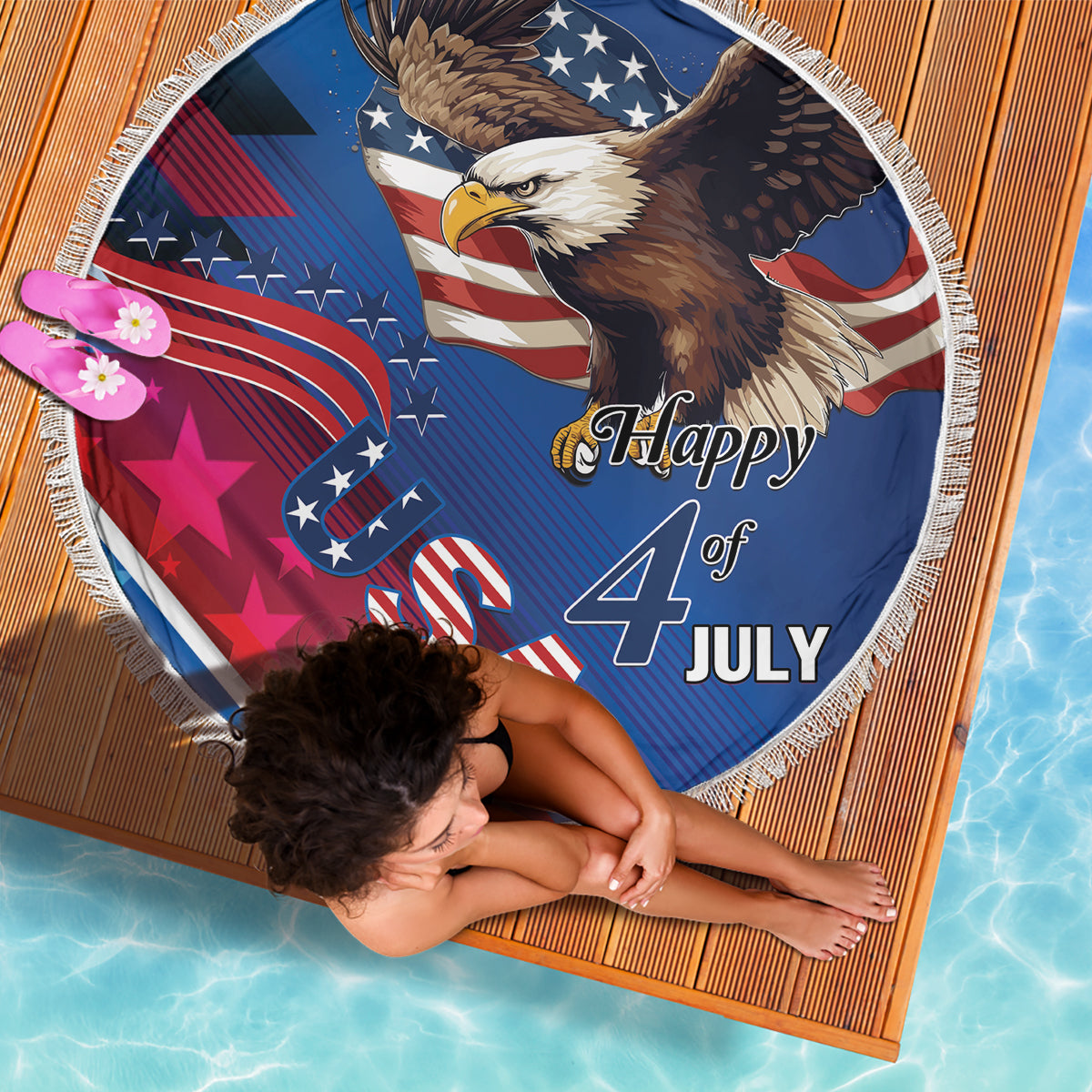 USA Independence Day 2024 Beach Blanket United States Eagle - Wonder Print Shop
