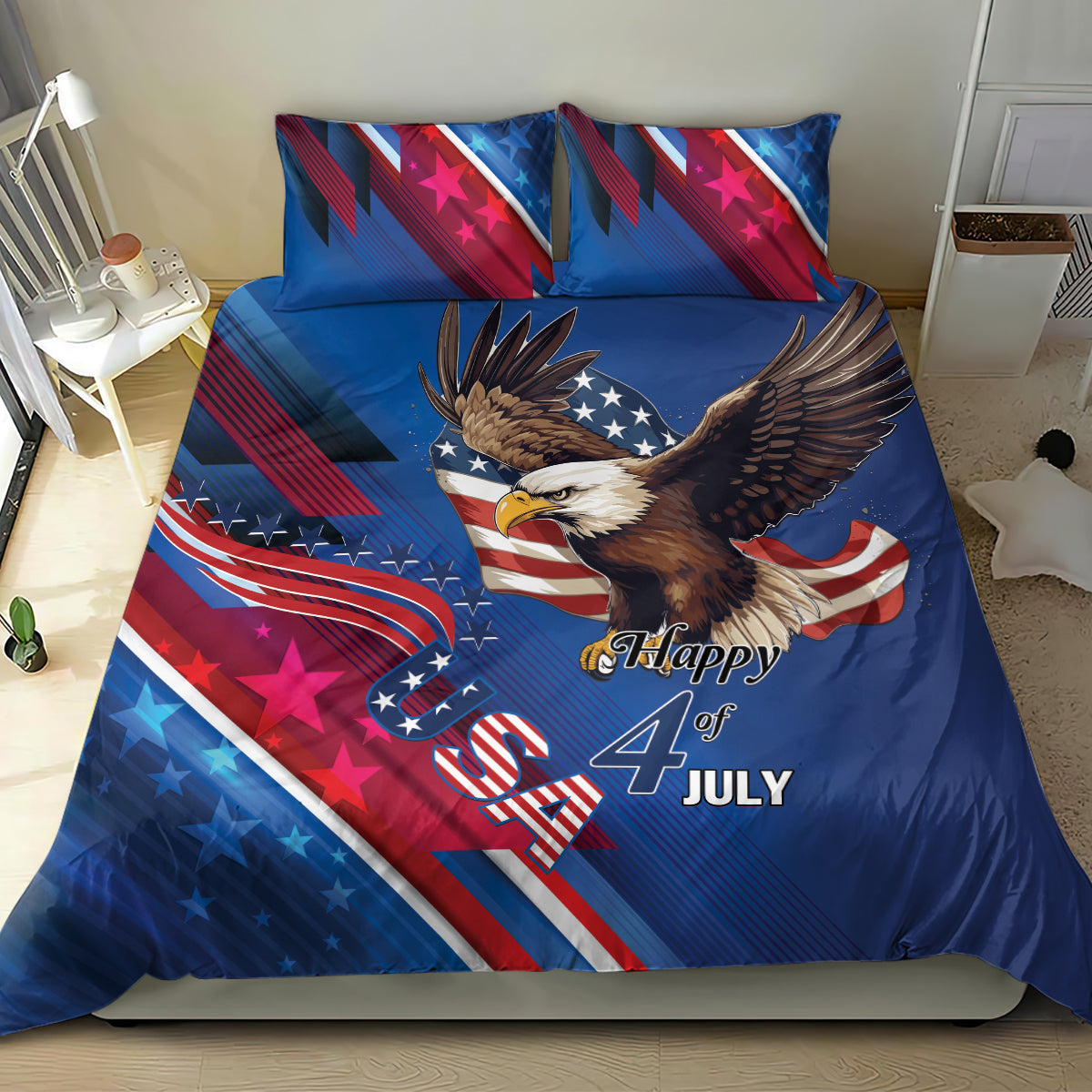 USA Independence Day 2024 Bedding Set United States Eagle - Wonder Print Shop
