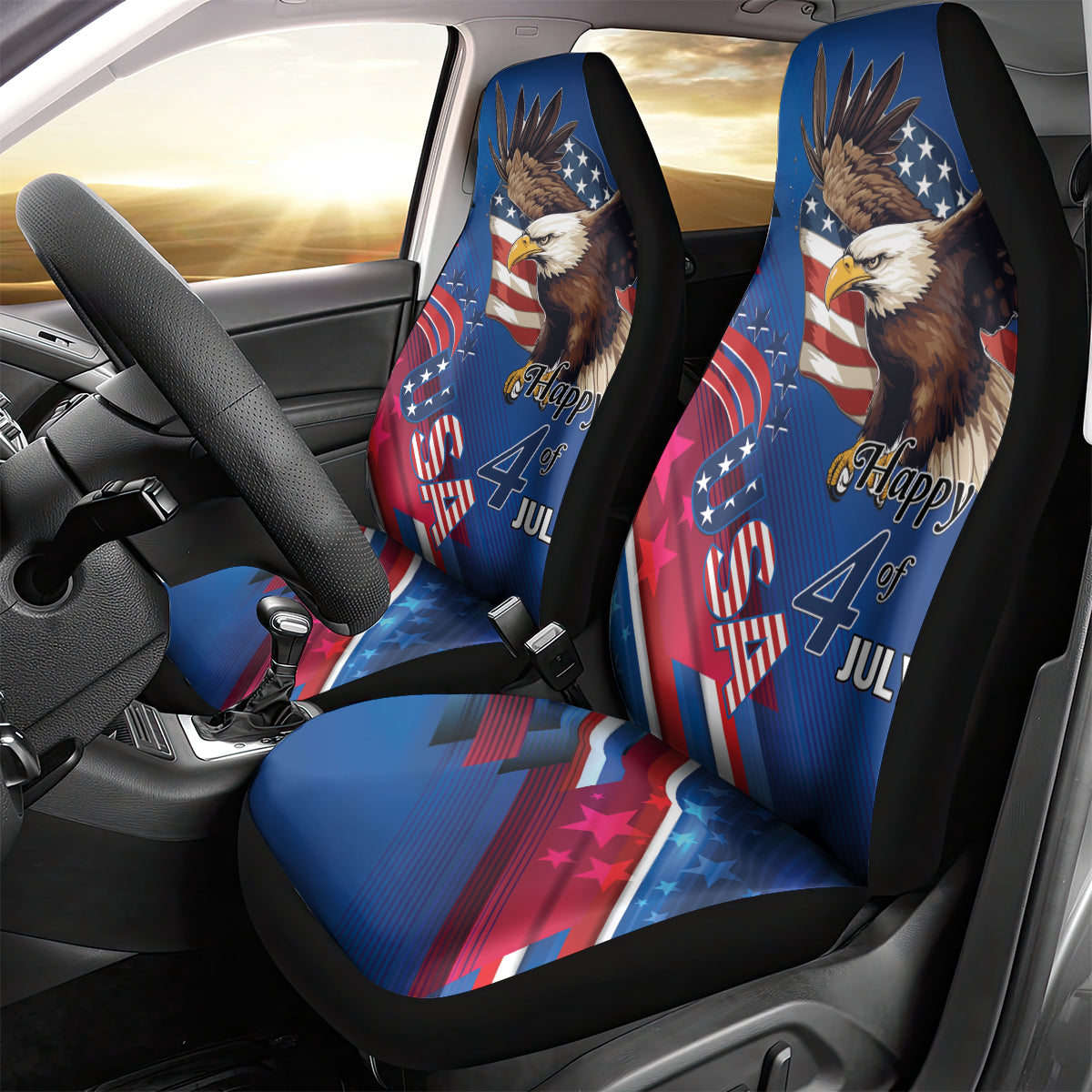 USA Independence Day 2024 Car Seat Cover United States Eagle - Wonder Print Shop