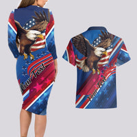 Personalized USA Independence Day 2024 Couples Matching Long Sleeve Bodycon Dress and Hawaiian Shirt United States Eagle - Wonder Print Shop