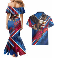 Personalized USA Independence Day 2024 Couples Matching Mermaid Dress and Hawaiian Shirt United States Eagle - Wonder Print Shop