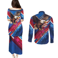 Personalized USA Independence Day 2024 Couples Matching Puletasi and Long Sleeve Button Shirt United States Eagle - Wonder Print Shop