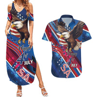 Personalized USA Independence Day 2024 Couples Matching Summer Maxi Dress and Hawaiian Shirt United States Eagle - Wonder Print Shop