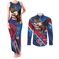 Personalized USA Independence Day 2024 Couples Matching Tank Maxi Dress and Long Sleeve Button Shirt United States Eagle - Wonder Print Shop
