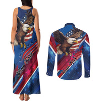Personalized USA Independence Day 2024 Couples Matching Tank Maxi Dress and Long Sleeve Button Shirt United States Eagle - Wonder Print Shop