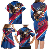 Personalized USA Independence Day 2024 Family Matching Long Sleeve Bodycon Dress and Hawaiian Shirt United States Eagle - Wonder Print Shop