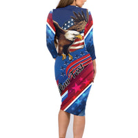 Personalized USA Independence Day 2024 Family Matching Long Sleeve Bodycon Dress and Hawaiian Shirt United States Eagle - Wonder Print Shop