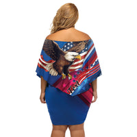 Personalized USA Independence Day 2024 Family Matching Off Shoulder Short Dress and Hawaiian Shirt United States Eagle - Wonder Print Shop