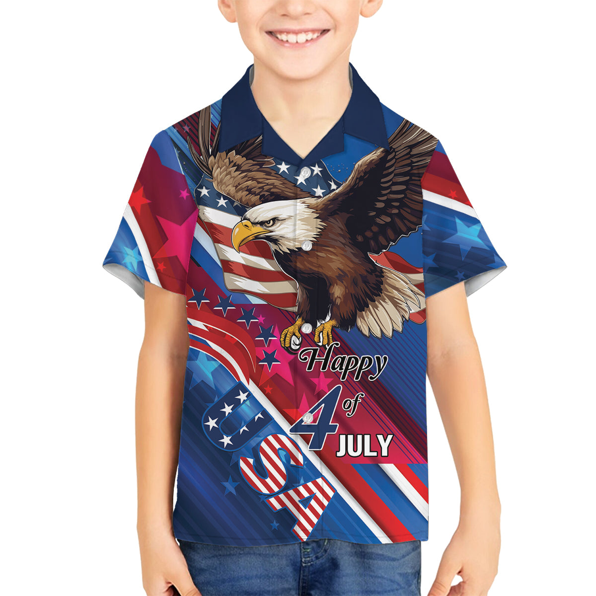 Personalized USA Independence Day 2024 Family Matching Puletasi and Hawaiian Shirt United States Eagle - Wonder Print Shop