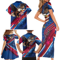 Personalized USA Independence Day 2024 Family Matching Short Sleeve Bodycon Dress and Hawaiian Shirt United States Eagle - Wonder Print Shop