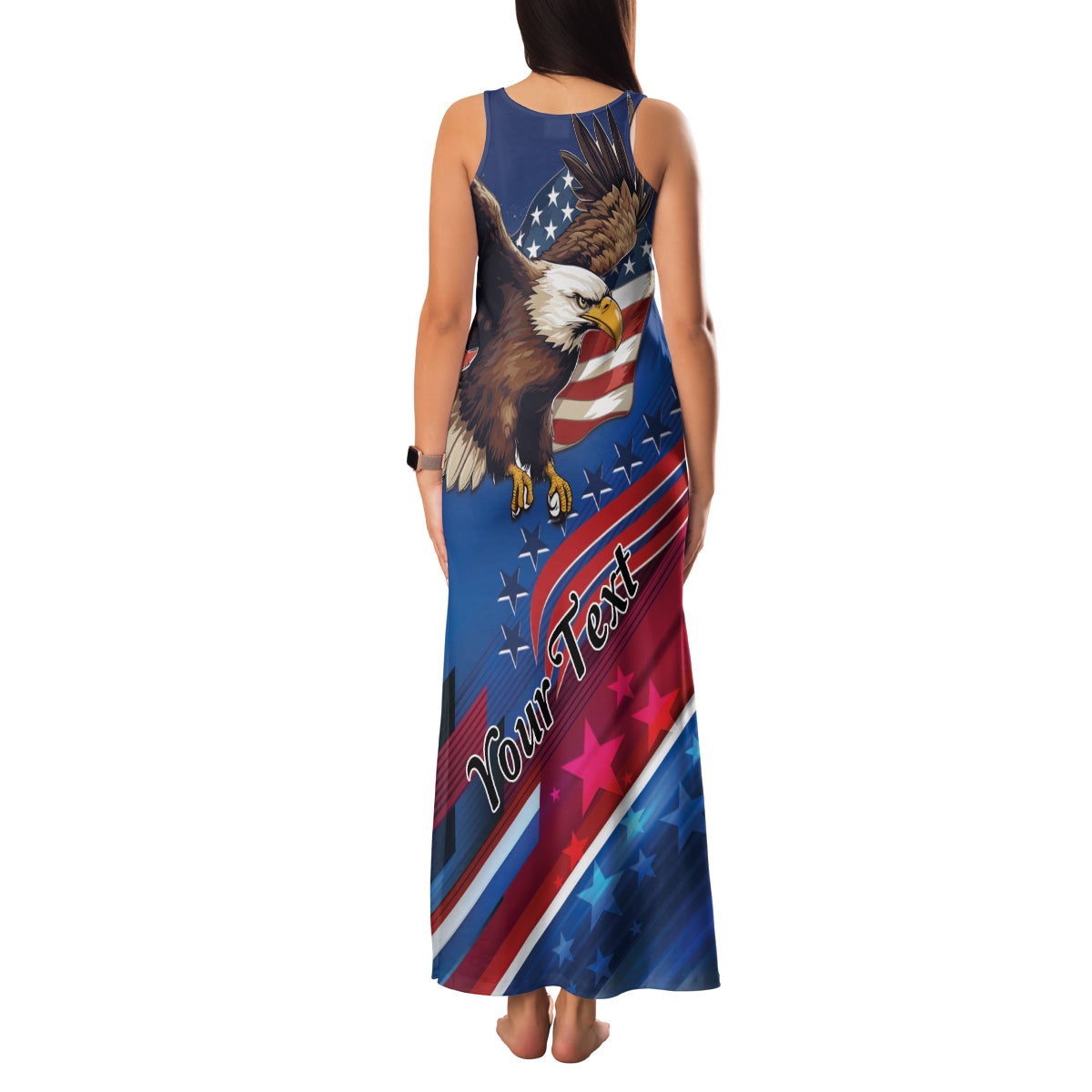 Personalized USA Independence Day 2024 Family Matching Tank Maxi Dress and Hawaiian Shirt United States Eagle - Wonder Print Shop