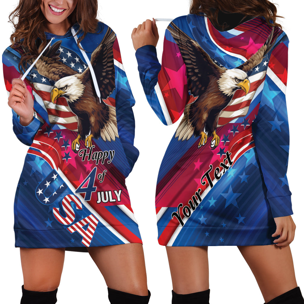 Personalized USA Independence Day 2024 Hoodie Dress United States Eagle - Wonder Print Shop