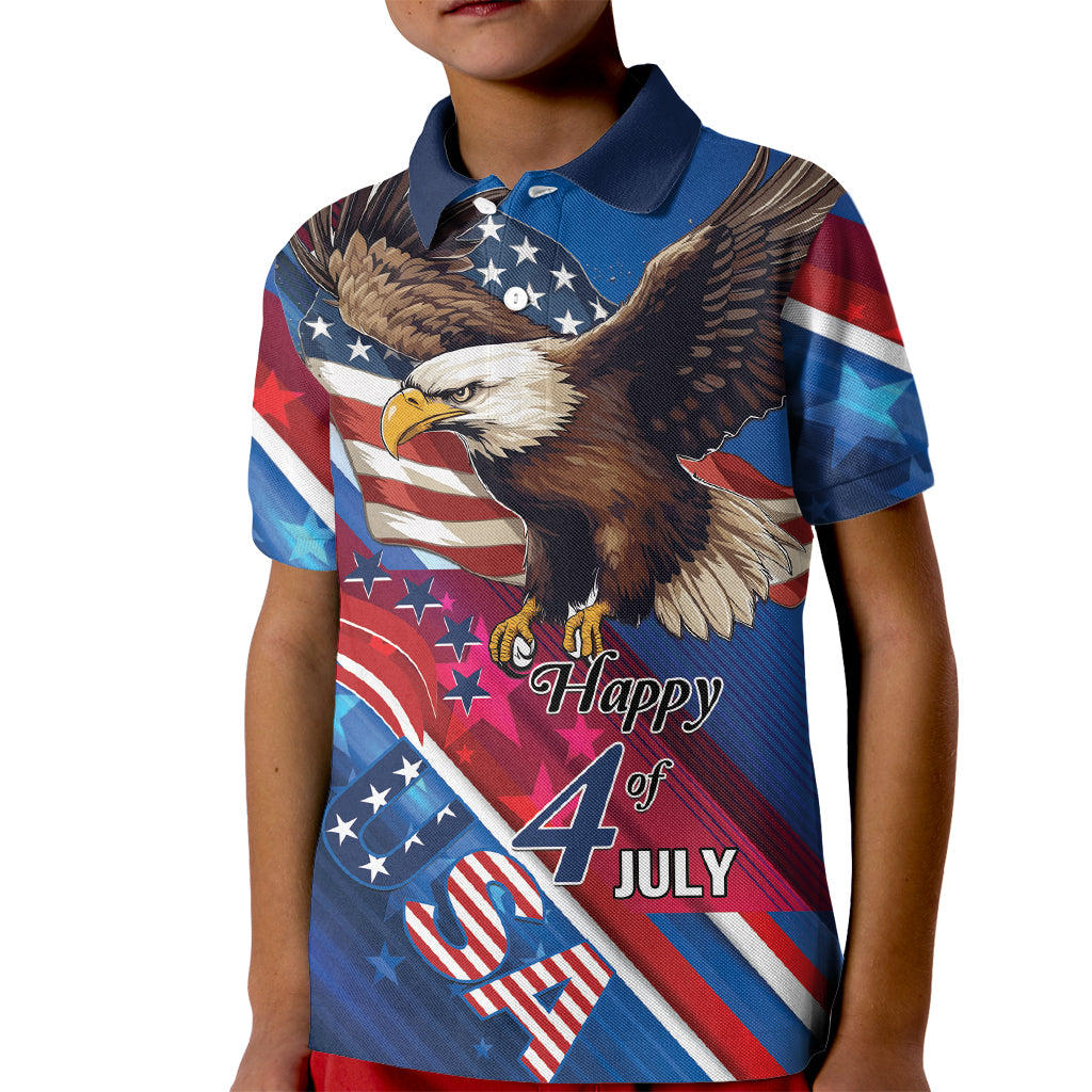 Personalized USA Independence Day 2024 Kid Polo Shirt United States Eagle - Wonder Print Shop