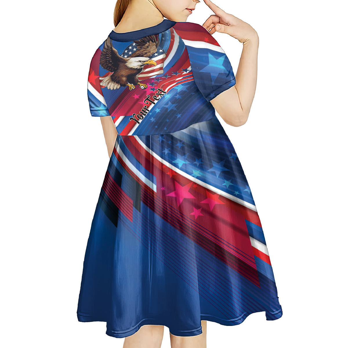 Personalized USA Independence Day 2024 Kid Short Sleeve Dress United States Eagle - Wonder Print Shop