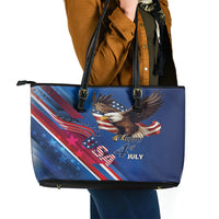 USA Independence Day 2024 Leather Tote Bag United States Eagle - Wonder Print Shop