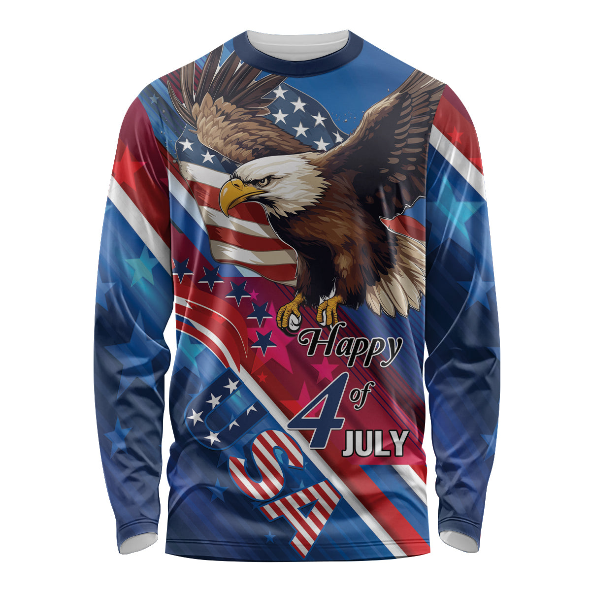 Personalized USA Independence Day 2024 Long Sleeve Shirt United States Eagle - Wonder Print Shop