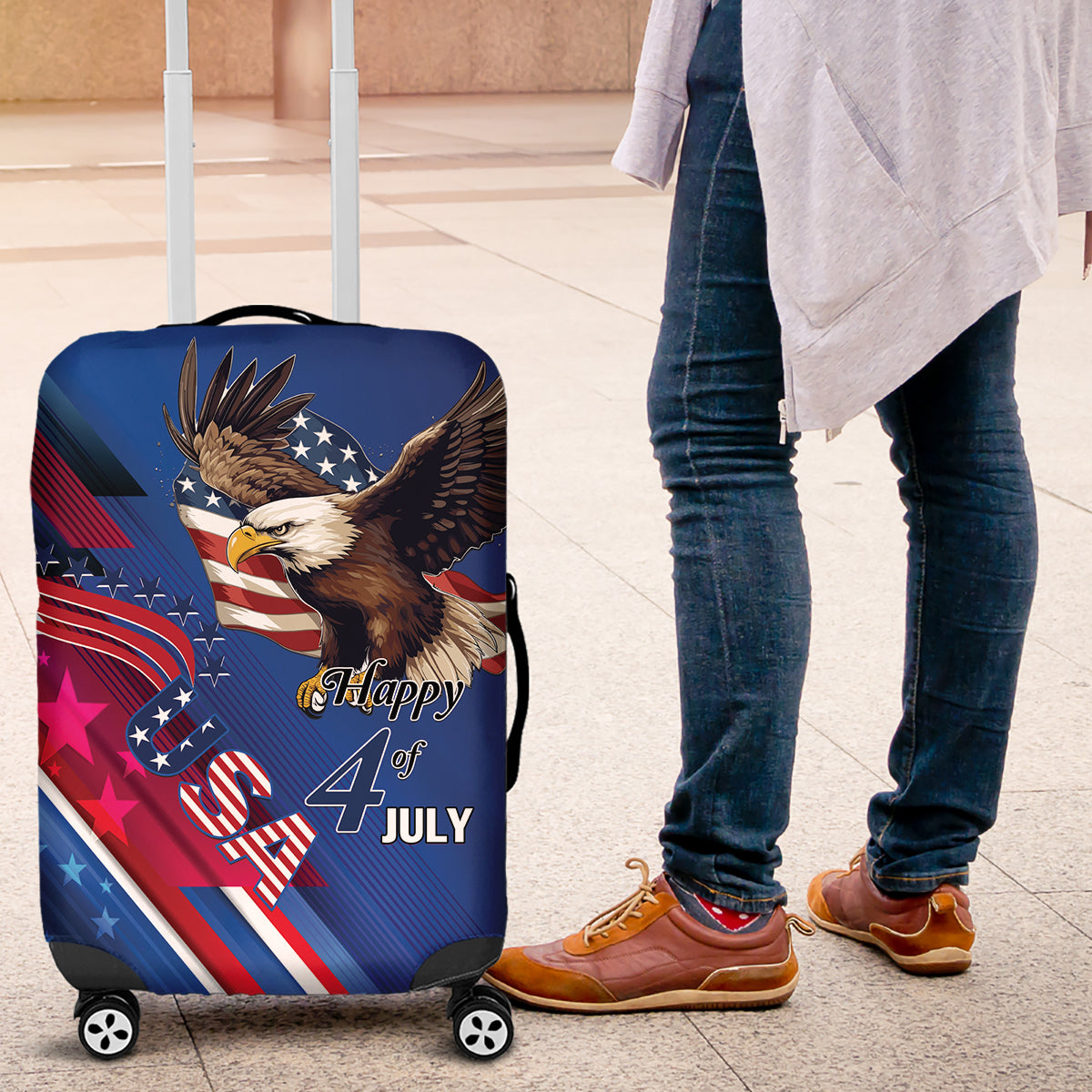 USA Independence Day 2024 Luggage Cover United States Eagle - Wonder Print Shop