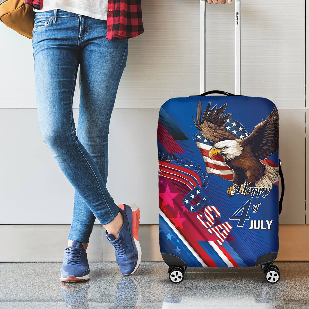 USA Independence Day 2024 Luggage Cover United States Eagle - Wonder Print Shop