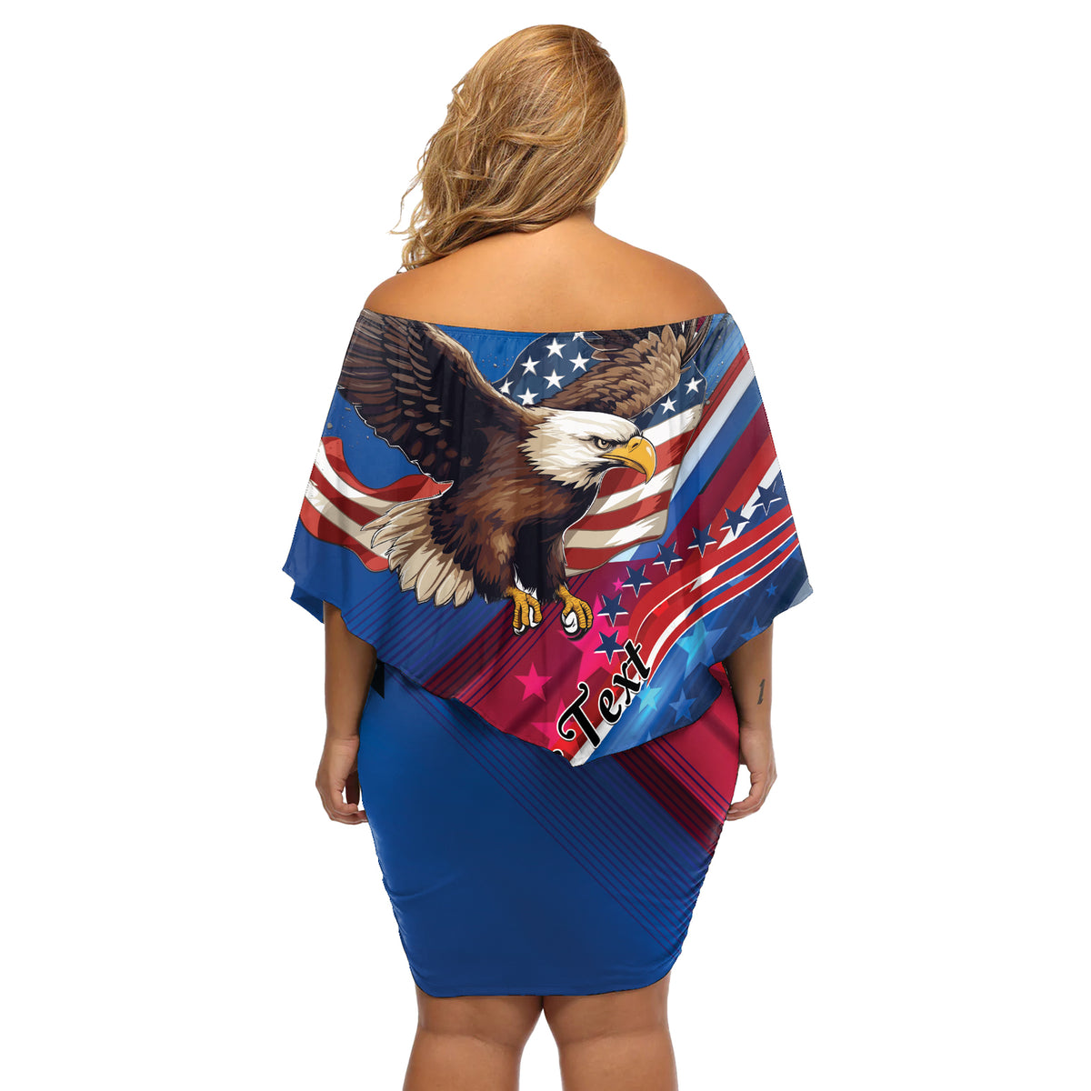 Personalized USA Independence Day 2024 Off Shoulder Short Dress United States Eagle - Wonder Print Shop